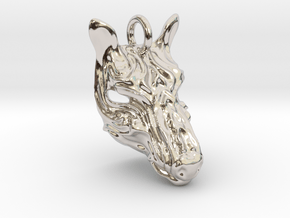 Horse Small Pendant in Rhodium Plated Brass