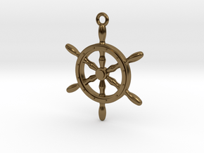 Nautical Steering Wheel Pendant in Polished Bronze
