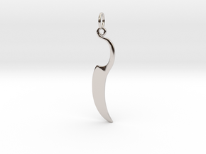 Woman's Knife 1 Pendant in Rhodium Plated Brass