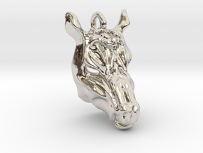 Horse 2 Small Pendant in Rhodium Plated Brass