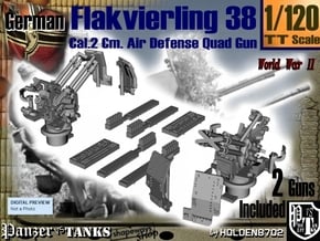 1-120 Flakvierling 38 Set1 in Smooth Fine Detail Plastic