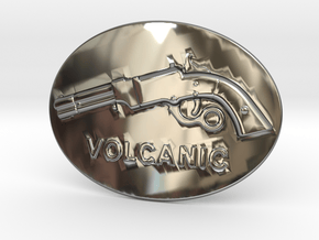 Volcanic Belt Buckle in Fine Detail Polished Silver