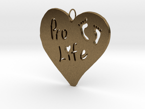 Pro Life Heart Pendant in Natural Bronze