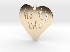 Pro Life Heart Pendant in 14k Gold Plated Brass