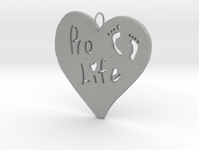 Pro Life Heart Pendant in Aluminum