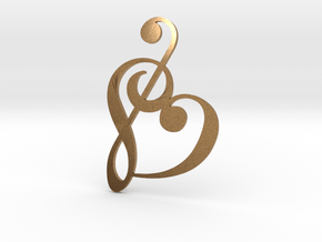 Heart Clef Pendant in Natural Brass
