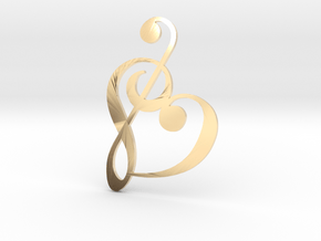 Heart Clef Pendant in 14k Gold Plated Brass
