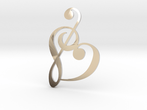 Heart Clef Pendant in Rhodium Plated Brass