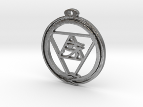 Tri Ouroboros Horus Pendant in Natural Silver