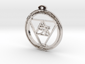 Tri Ouroboros Horus Pendant in Rhodium Plated Brass