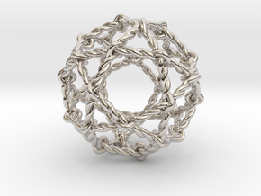 Twisted Penta Sphere 1.6" in Rhodium Plated Brass