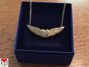 Heart With Wings Pendant in Natural Bronze