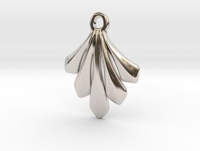 Leaf shaped pendant in Rhodium Plated Brass
