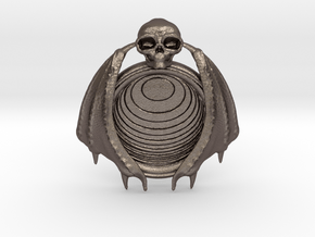 Bat Skull Eye pendant in Polished Bronzed Silver Steel