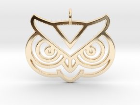 Owl Head Pendant in 14k Gold Plated Brass