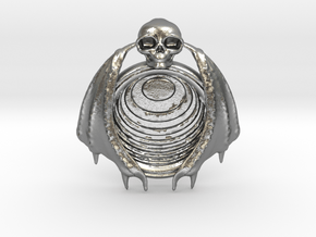 Bat Skull Eye pendant in Natural Silver