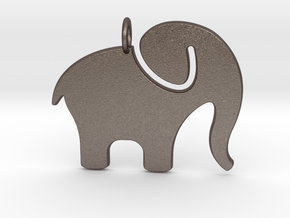 Elephant Pendant in Polished Bronzed Silver Steel
