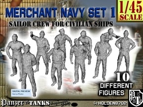 1-45 Merchant Navy Crew Set 1 in Tan Fine Detail Plastic