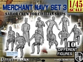 1-45 Merchant Navy Crew Set 3 in Tan Fine Detail Plastic
