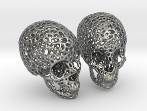 Human Skull Voronoi Style in Natural Silver