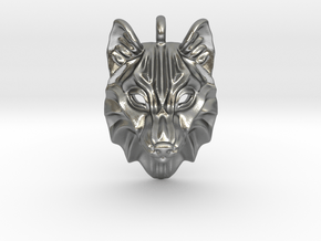 Timber Wolf Pendant in Natural Silver