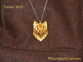 Timber Wolf Pendant in Polished Gold Steel