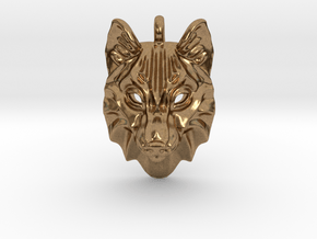 Timber Wolf Small Pendant in Natural Brass