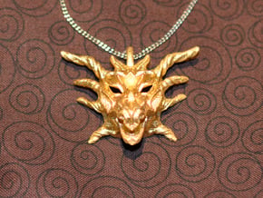 Sunlight Dragon Pendant in Polished Gold Steel