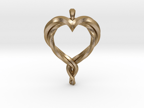 Twisted Heart in Polished Gold Steel