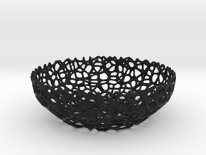 Voronoi bowl (15 cm) - Style #8 in Black Natural Versatile Plastic