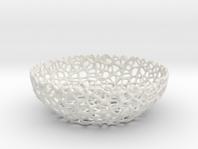 Voronoi Key shell / bowl (12 cm) - Style #8 in White Natural Versatile Plastic