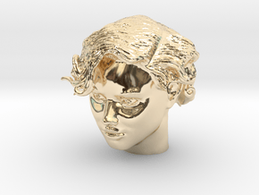 Adriana Lima Female Model Head Sculpt in 14k Gold Plated Brass