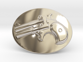 Derringer Belt Buckle in Rhodium Plated Brass