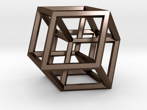 Hypercube B (11cm) in Polished Bronze Steel