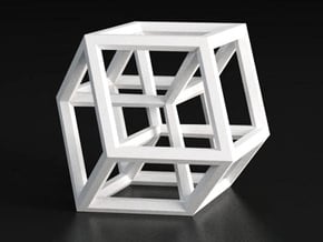 Hypercube B in White Processed Versatile Plastic