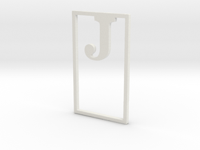 Bookmark Monogram. Initial / Letter  J  in White Natural Versatile Plastic