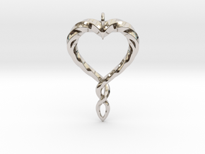 Twisted Heart New in Rhodium Plated Brass