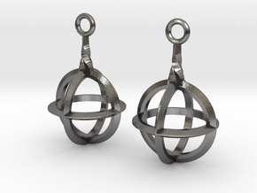 Sphere-Cage Earrings in Polished Nickel Steel