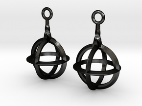 Sphere-Cage Earrings in Matte Black Steel
