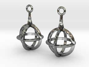 Sphere-Cage Earrings in Polished Silver