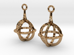 Sphere-Cage Earrings in Polished Brass