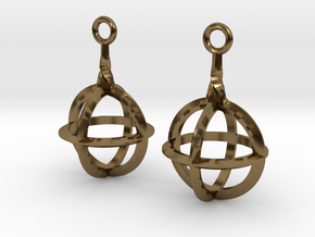 Sphere-Cage Earrings in Polished Bronze