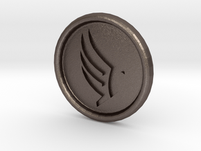 Mass Effect Paragon badge in Polished Bronzed Silver Steel
