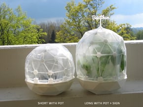 Flexible Mini Greenhouse-Dome Set with Pot (long) in White Natural Versatile Plastic