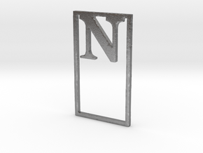 Bookmark Monogram. Initial / Letter  N  in Natural Silver