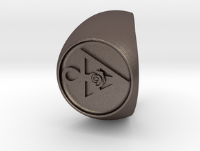Custom Signet Ring 32 in Polished Bronzed Silver Steel