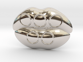 Kiss Me Olympic Belt Buckle in Rhodium Plated Brass