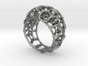 Voronoi Cell Ring  (Size 60) in Natural Silver