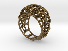Voronoi Cell Ring  (Size 60) in Natural Bronze