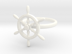 Nautical Steering Wheel Ring - US Size 08 in White Processed Versatile Plastic